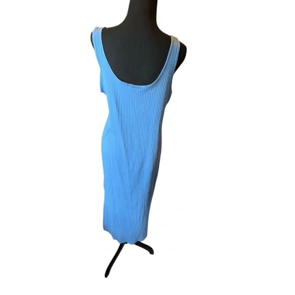 H&M MAMA Womens Ribbed Sleeveless Dress Light Blue Size Large Maternity 0081 - Picture 2 of 7